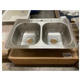 33" x 22" Stainless Steel Double Bowl Sink