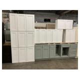 16pc. Mix Fresh Sage/White Shaker Cabinet Pieces