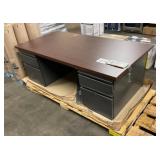 30" x 60" Mahogany Double Pedestal Desk