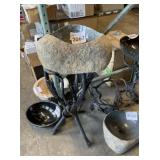Wrought Iron Stand w/ Stone Vessel Sink