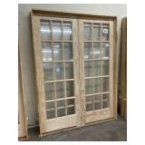 60" x 80" Pine Twin 15-Lite Interior French Door