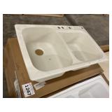 33" x 22" Bisque Dual Mount Double Bowl Sink