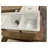 33" x 22" White Dual Mount Double Bowl Sink