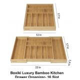 Boxiki Bamboo Multi-Purpose Drawer Organizer
