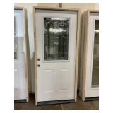 36" x 80" RH Steel 1/2 View Door W/ Deco Glass