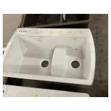 34" White Composite Double-Bowl Sink