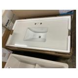 37" x 19" White Eng. Stone Vanity Sink Top