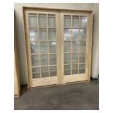 72" x 80" Pine Twin 15-Lite Interior French Door