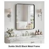Suidia 30 X 22 Black Metal Frame Mirror
