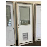 32" x 80" LH Fiberglass 1/2 View W/Doggy Door