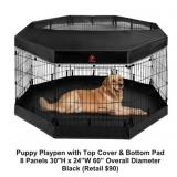 8 Panel Puppy Playpen With Top Cover & Bottom Pad