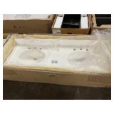 61" x 22" White Composite Dbl Bowl Vanity Top
