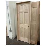 30" x 80" LH Unfinished Oak 6-Panel Interior Door