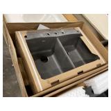 33" x 22" Cafe Brown Double Bowl Composite Sink