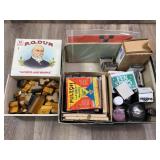Box of Rubber Stamps and Ink Pads