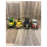 Qty 4 Truck Banks; 1/Country Time, 2/Caterpillers,