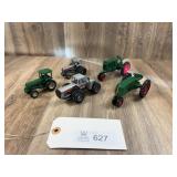 Qty. 5, Oliver and White Tractors, Metal, 1/64 Sca