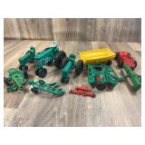 Qty. 9 Assorted Plastic Tractors and Impliments, A