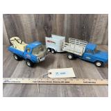 Qty 2 Tonkas; Pickup Truck w/Horse Trailer and Wre