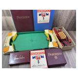 Box of Games; Fisher Price Tennis, Parcheesi, Domi