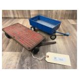 Qty. 2, Ertl Grain Trailer, Red Flat Wagon, 1/16 S