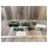 Qty 5 Military Toys, Die Cast Cannons