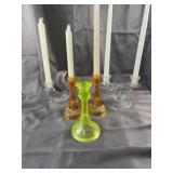 Lot Of Five Glass Candlestick Holders