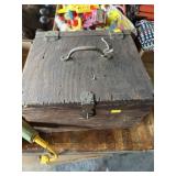 Vintage Jig Saw and Rustic Wood Chest