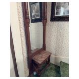 Antique Eastlake Walnut Pier Mirror Hall Tree With