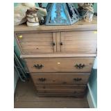 Wooden Five-Drawer Dresser With Tambour Top
