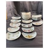 Assorted Porcelain Bone Dishes, Mixed Floral Patte