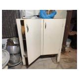 Vintage Mid Century White Cabinet and Contents