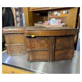 Antique Pair Of Carved Oak Sewing Drawers