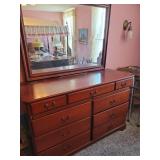 Cherry Wood Dresser With Mirror