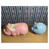 Ceramic Pink and Blue Piggy Banks