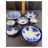 Flow Blue Cobalt Transferware Ironstone Tableware