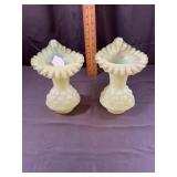 Pair of Fenton Yellow Opaline "Jack In The Pulpit