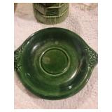 Vintage MCM Green and Yellow Pottery Planters