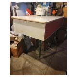 Vintage Store Work Table With Sliding Door Compart