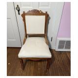 Victorian-Style Wooden Side Chair With Upholstered