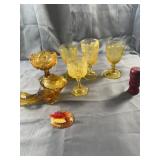 Amber Pressed Glass Tableware Assortment