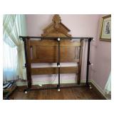 Carved Wooden Full Size Headboard With Pediment