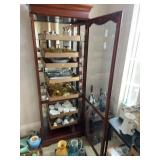 Mahogany Finish Glass Curio Cabinet With Door