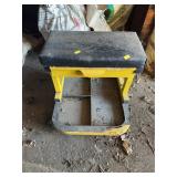 Yellow Rolling Shop Stool With Padded Seat
