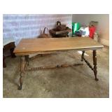 Oak Rectangular Table With Turned Stretchers