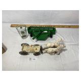 Cast Iron Horses and Wagon, John Deere Drinking Gl