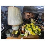 Lamp, Candle Holders, Flowers