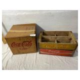 2 Coca-Cola Wood Boxes, Cardboard Coca-Cola Box