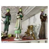 4 Tall Carved Christmas Figurines, 2 sets Cherubs