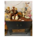 Cabinet Radio and Figurines on Top